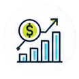 Graphic icon of a sales chart.