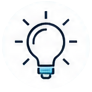 Graphic icon of a light bulb. 